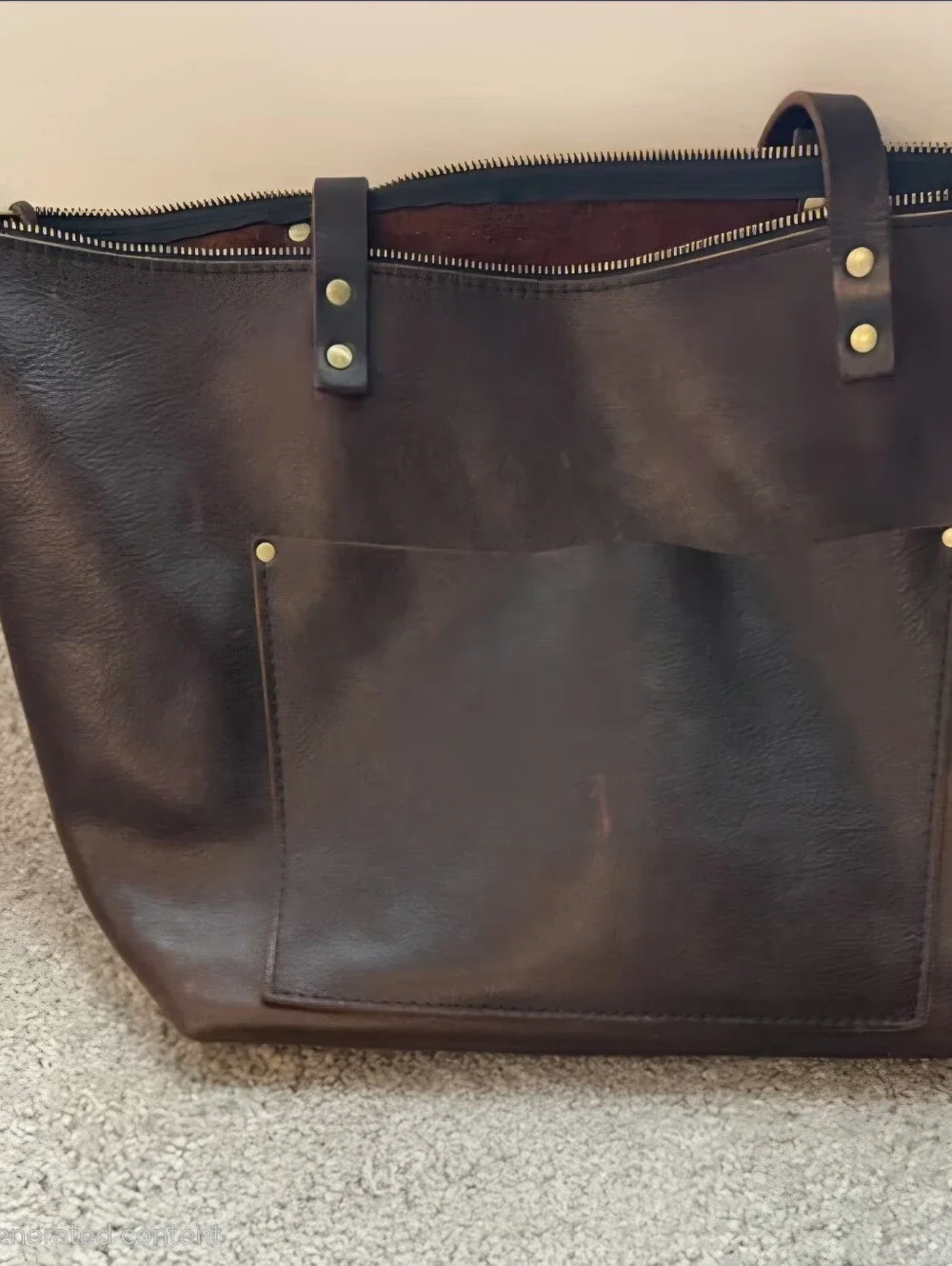 Portland Leather Large OG Zip Tote in Coldbrew, matching Jumbo Tassel